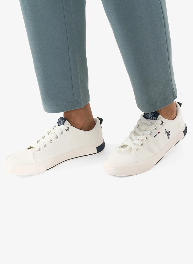 U.S. Polo Assn. White Men's White Low-Top Canvas Sneakers - Iconic Branding for a Clean Look Shoes for Men | Best Price UAE