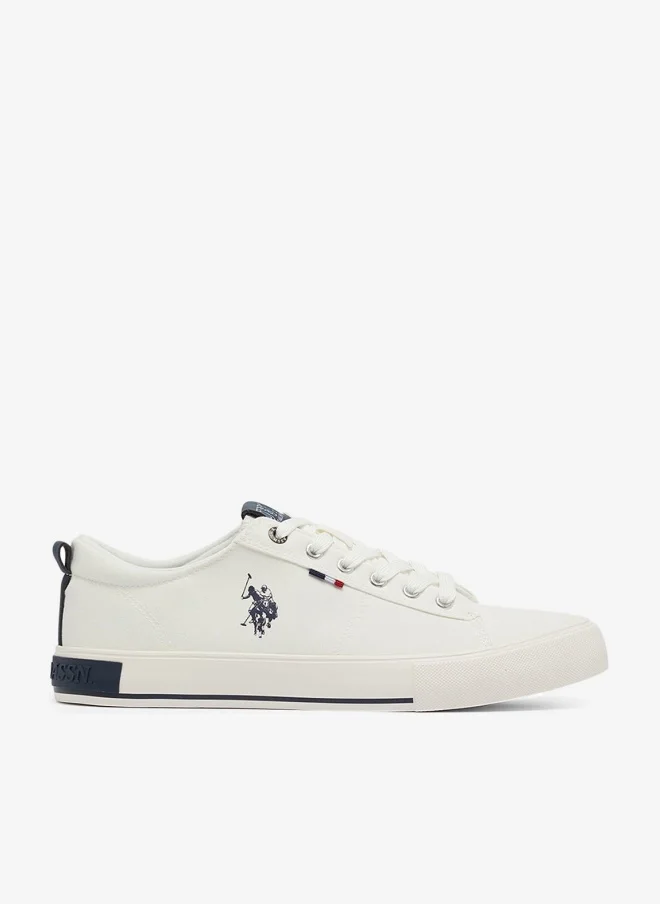U.S. Polo Assn. Men's White Low-Top Canvas Sneakers - Iconic Branding for a Clean Look Shoes