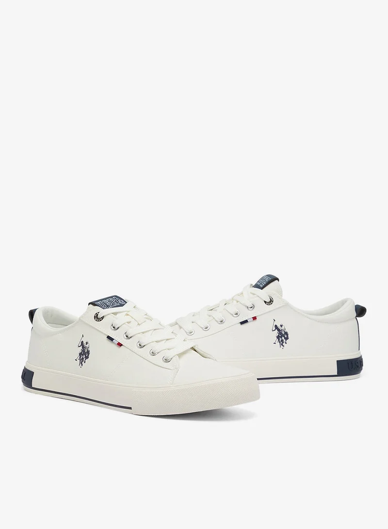 U.S. Polo Assn. White Men's White Low-Top Canvas Sneakers - Iconic Branding for a Clean Look Shoes for Men | Best Price UAE