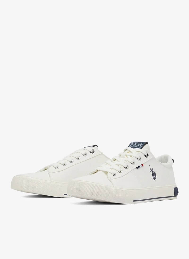 U.S. Polo Assn. White Men's White Low-Top Canvas Sneakers - Iconic Branding for a Clean Look Shoes for Men | Best Price UAE