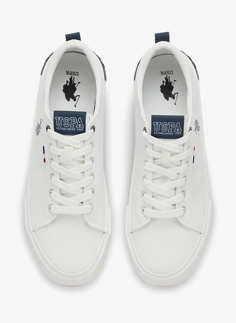 U.S. Polo Assn. White Men's White Low-Top Canvas Sneakers - Iconic Branding for a Clean Look Shoes for Men | Best Price UAE