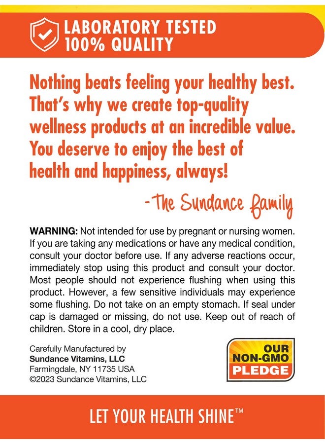 Sundance Flush Free Niacin 500 mg | 50 Capsules | Inositol Hexanicotinate | Essential Vitamin | Non-GMO & Gluten Free Supplement - Image 5