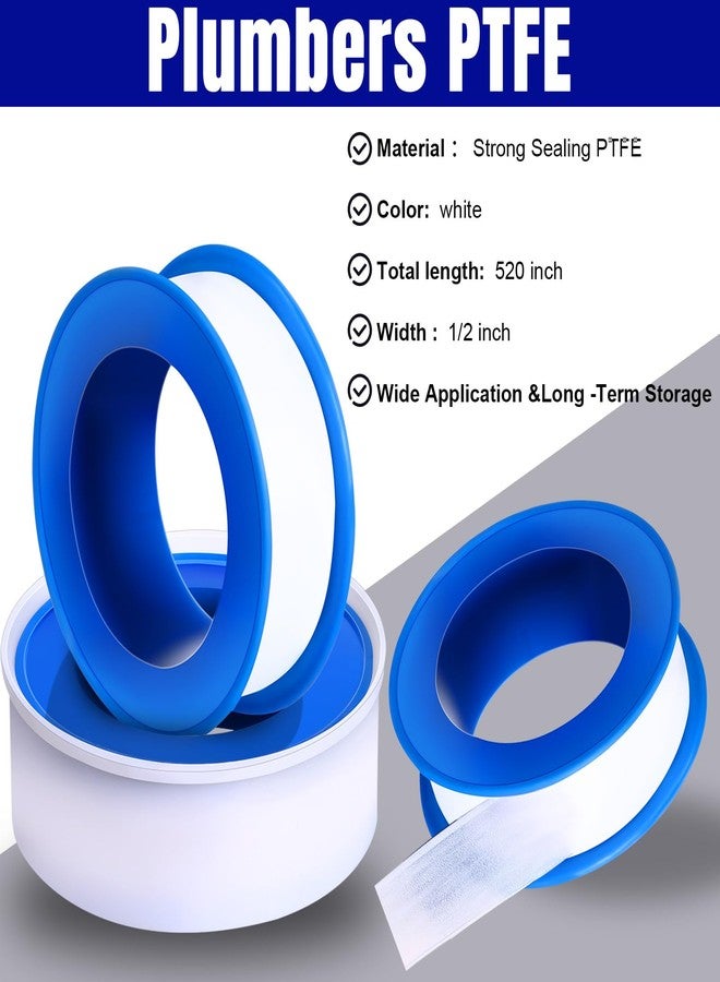 Pushglossy 150 Rolls PTFE Tape 1/2 x 520 Inches Plumbers Waterproof Sealant Plumbing Tape for Shower Head Repairing Water Pipe Sealing (White) - Image 3