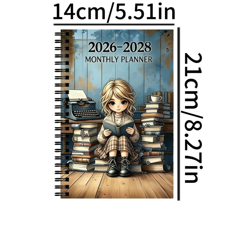 2026-2028 A5 مفكرة تقويم ثلاثية السنوات، غلاف بنسخة غير مؤرخة بتصميم أنثوي مستوحى من القراءة، دفتر يوميات شهري مع علامات تبويب، كتيب تخطيط سنوي محمول، مناسب للاستخدام المكتبي والهدايا والاستخدام اليومي - Image 2