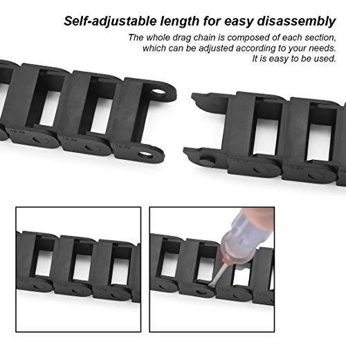 LMioEtool R18 10mm x 20mm(Inner H x Inner W) Black Plastic Cable Wire Carrier Drag Chain 1M Length for CNC, with End Connectors - Bridge Type (Non-openable) - Image 5