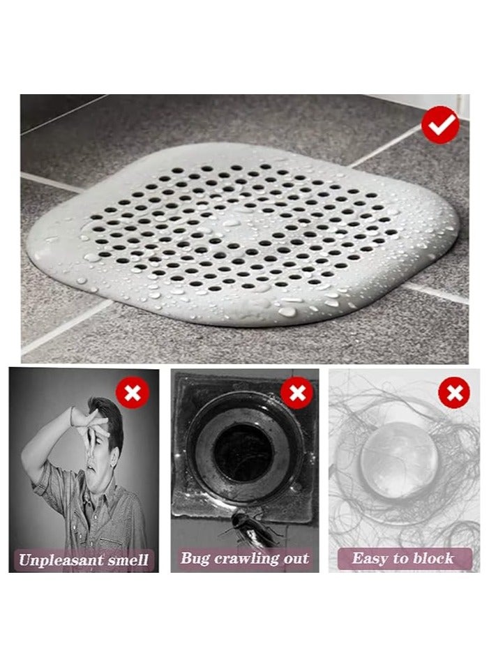 MIRFA 4 PCS Silicone Flat Drain Hair Catcher with Suction Cup Sink Strainer Shower Hair Catcher Bathtub Drain Cover for Kitchen Bathtub Bathroom - White  - Image 5