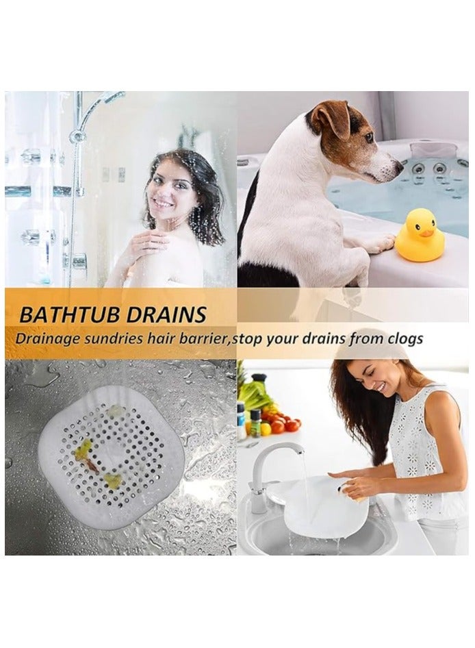 MIRFA 4 PCS Silicone Flat Drain Hair Catcher with Suction Cup Sink Strainer Shower Hair Catcher Bathtub Drain Cover for Kitchen Bathtub Bathroom - White  - Image 4