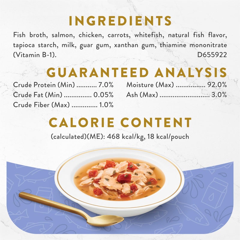 Fancy Feast Purina Fancy Feast Lickable Wet Cat Food Broth Topper, Creamy Wild Salmon and Whitefish - (Pack of 16) 1.4 oz. Pouches - Image 5