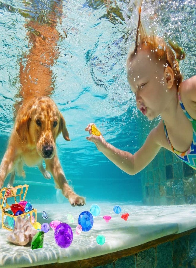 YUJUN Diving Gem Pool Toys 10 Colorful Big Diamond Gem with Treasure Pirate Chest Box Summer Underwater Acrylic Gemstones Set for Kids Swimming Pool Party Favors - Image 5