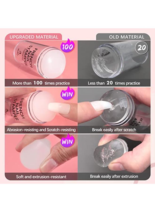 BTArtbox Ip Nail Stamp - Btartbox Nail Art Stamper With Silicone French Nail Stampers, Nail Scrapers And Replaceable Stamper Heads, 100-Time Using Soft Nail Stamper Kit Diy Nail Art Tools  - Image 2