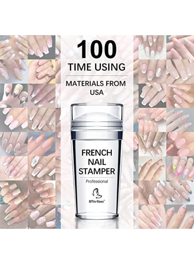 BTArtbox Ip Nail Stamp - Btartbox Nail Art Stamper With Silicone French Nail Stampers, Nail Scrapers And Replaceable Stamper Heads, 100-Time Using Soft Nail Stamper Kit Diy Nail Art Tools  - Image 3