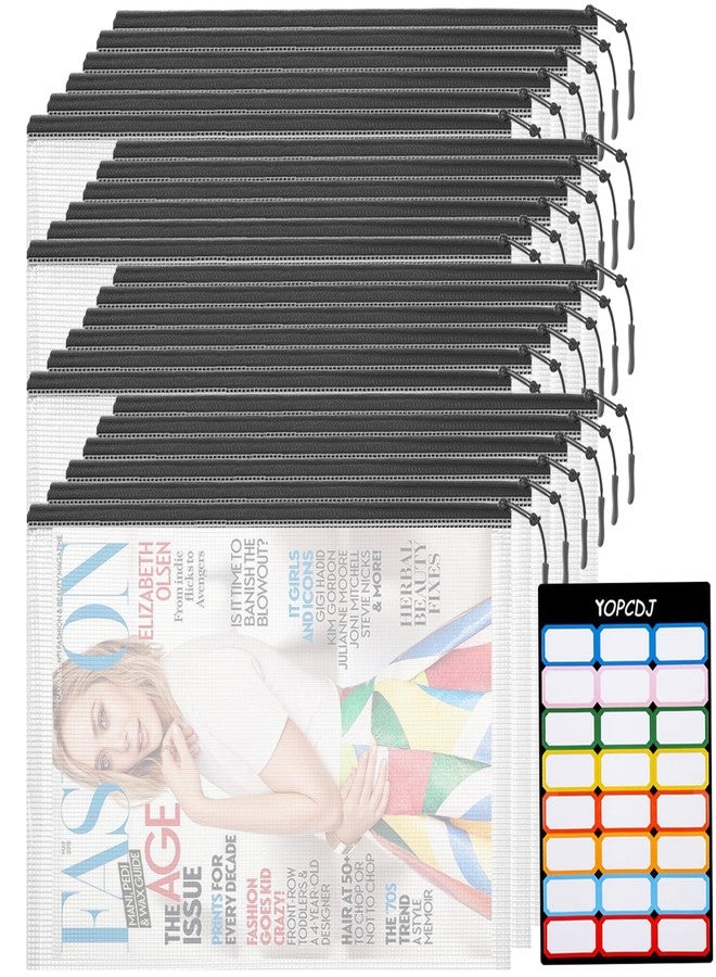 YOPCDJ 24pcs Mesh Zipper Pouch Bags, A4 13x9 Inches Reusable Bags Puzzle Storage Organizer Black Multipurpose for Travel Board Games Toys School Office Supplies and Home Classroom Organization - Image 1