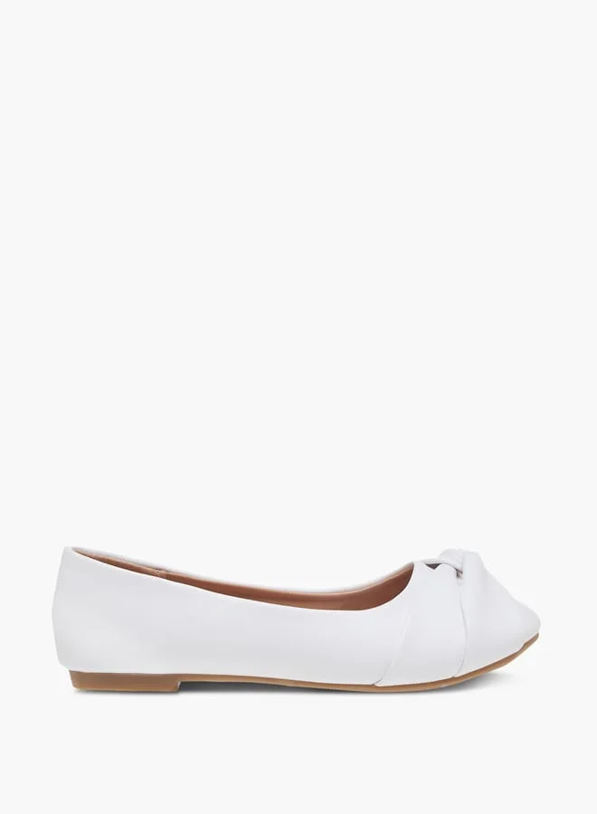 Girls Slip-On Ballerina Shoes With Knot Detail