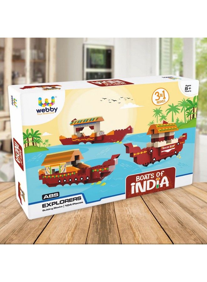 Webby 3 In 1 Boats Of India Abs Building Blocks Kit Colourful Bricks And Blocks Adventure Play Set Fun Creative Toy Set For 5+ Years Kid (104 Pcs) - Image 3