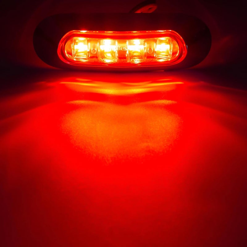 ALFU 12V-24V 4 LED Side Marker Lights with Chrome Bezel, Front Rear Tail Clearance Indicator Lamp, Interior Courtesy Light for Truck Trailer Car Bus Boat Lorry (Amber(5PCS)+Red(5PCS)) - Image 4