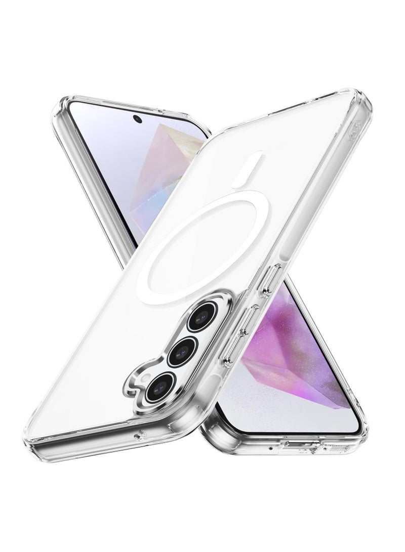 جراب شفاف لهاتف Samsung Galaxy A35 5G [متوافق مع Magsafe] [مغناطيس قوي] [غير مصفر] غطاء هاتف مغناطيسي رفيع وخفيف الوزن ومتين شفاف - Image 1
