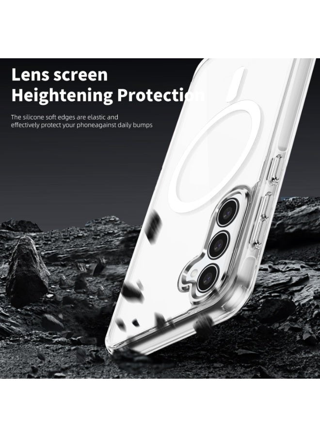 جراب شفاف لهاتف Samsung Galaxy A35 5G [متوافق مع Magsafe] [مغناطيس قوي] [غير مصفر] غطاء هاتف مغناطيسي رفيع وخفيف الوزن ومتين شفاف - Image 4