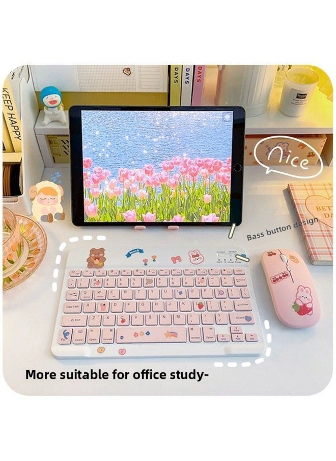 Generic - Phablet Universal Android Wireless Bluetooth Keyboard Computer External Mouse-Color:[pearl White]-bluetooth Single Keyboard [free Sticker + Stand] - Image 1