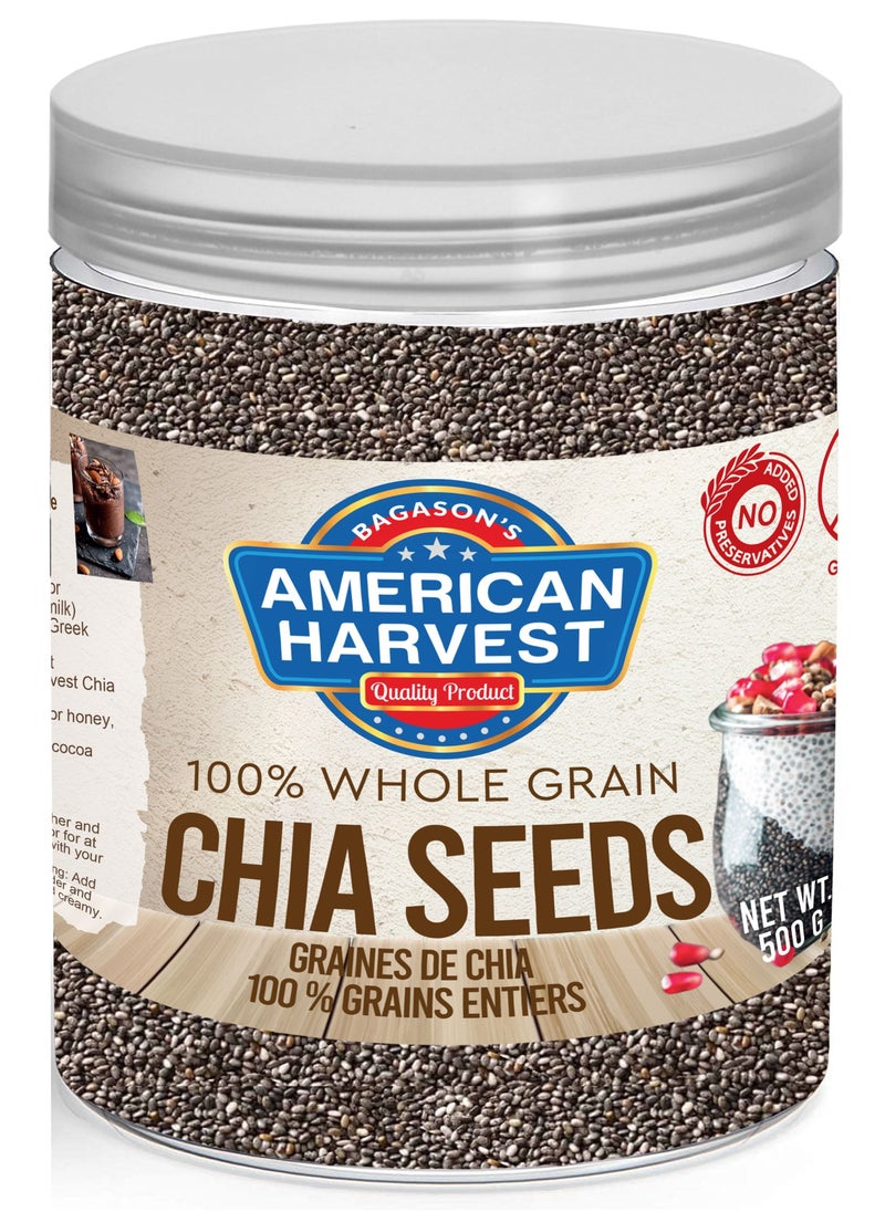American Harvest - Chia Seeds | Whole Grain | Gluten Free | 500g Jar - Image 1