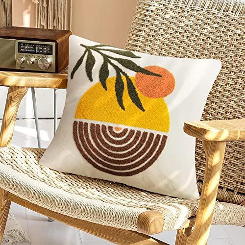 Merrycolor Abstract Boho Sun Throw Pillow Covers 18x18 Mid Century Modern Pillow Covers Boho Pillows Decorative Throw Pillow Case Minimalist Bohemian Aesthetic Pillow Covers for Bed Couch Home,1PC - Image 1
