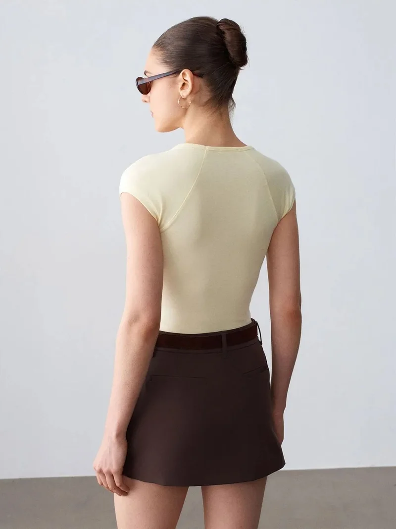 Dilvin DILVIN High-Waist A-Line Mini Skirt With Belt
