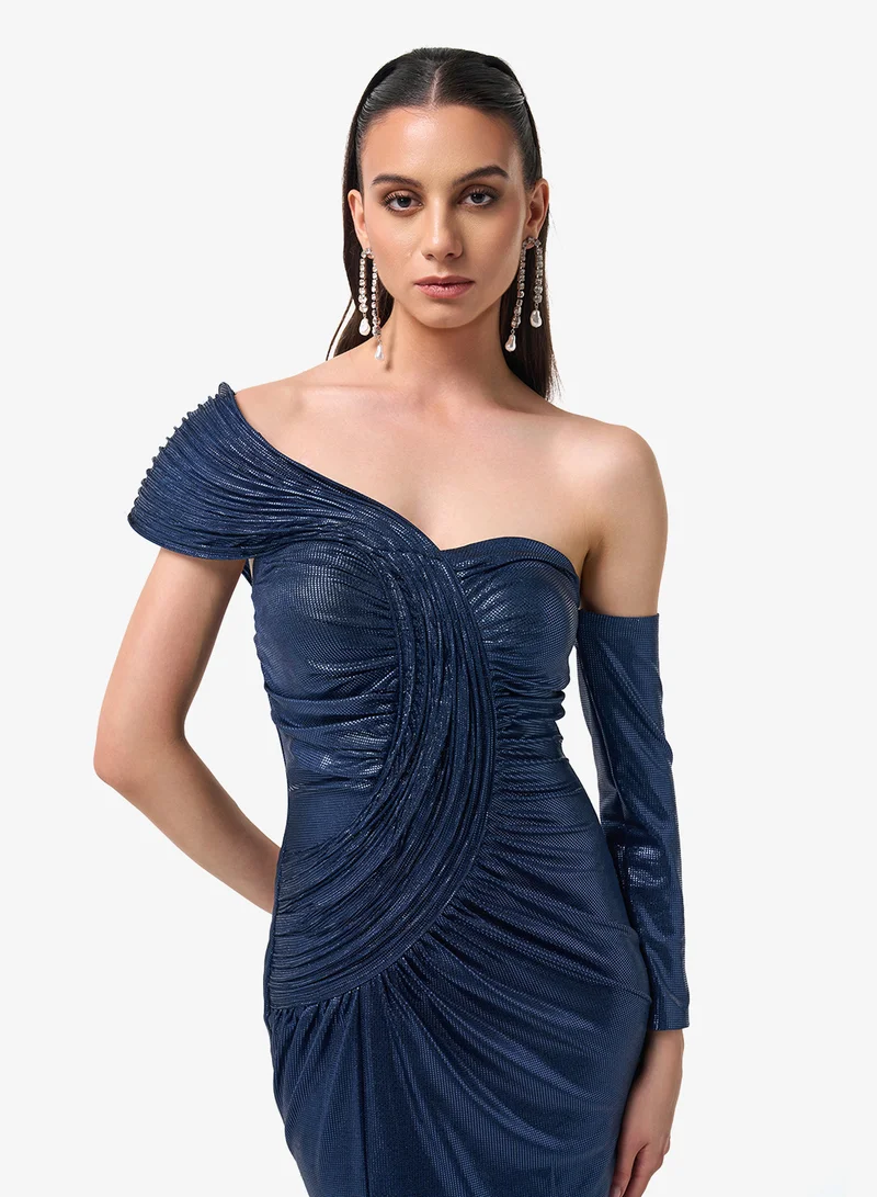 Threadz by Ajooni  One Shoulder Side Slit Maxi Dress for Women | Best Price UAE