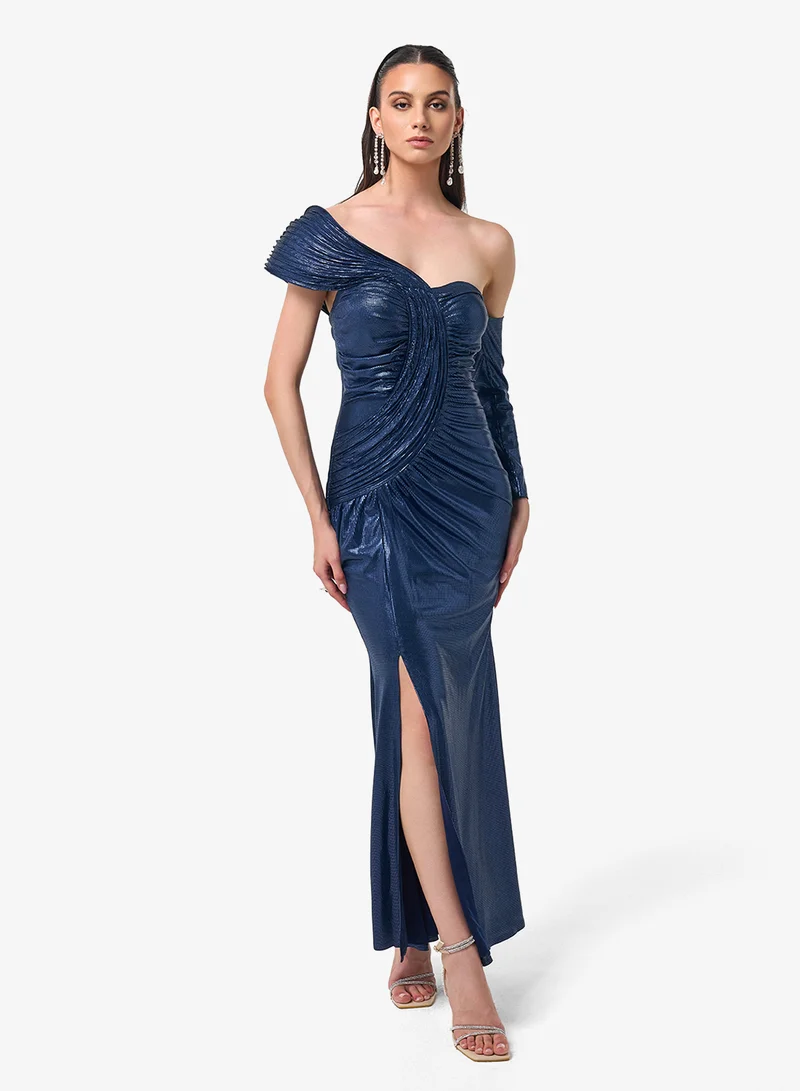 Threadz by Ajooni  One Shoulder Side Slit Maxi Dress for Women | Best Price UAE