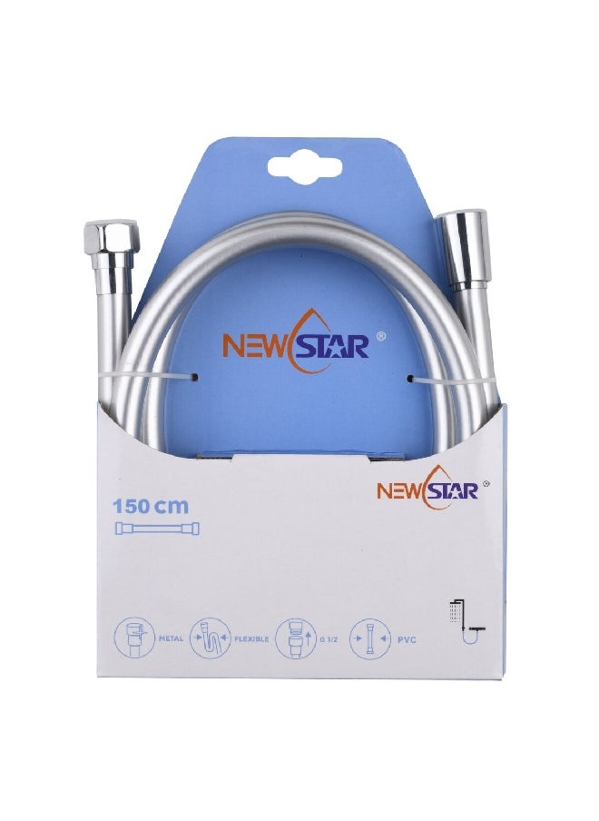 NEWSTAR - Durable PVC Shower Hose Silver 150 cm NS-PH01 - Image 1