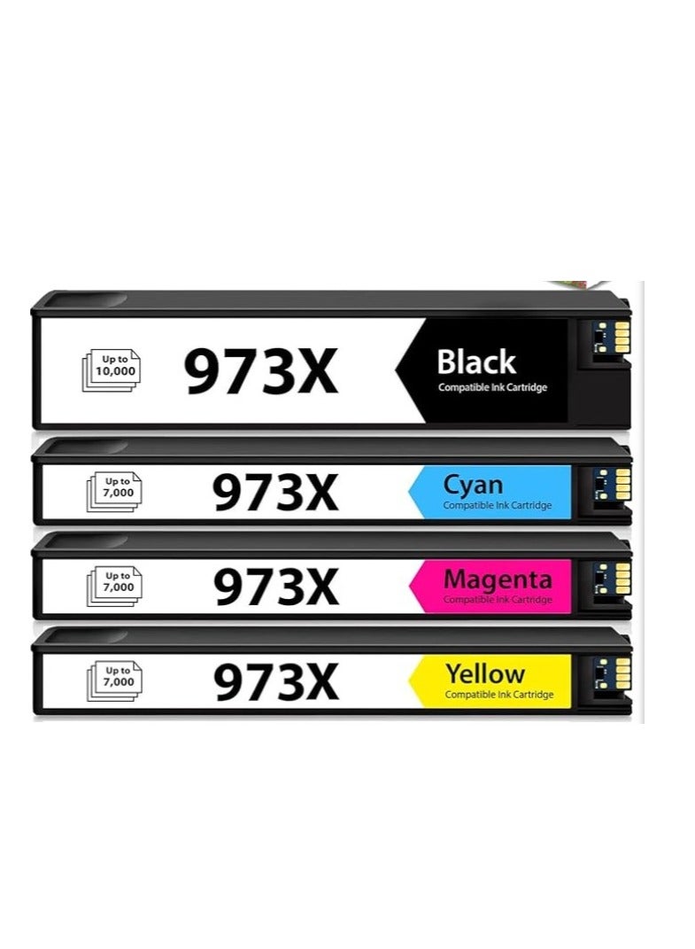 Terabyte 973X Printer Cartridges Multipack Compatible with HP 973X 973 XL for HP PageWide Pro 477dw 477dwt 477dn 452dw 452dwt 452dn 552dw 577dw 577z Managed MFP P57750dw P55250dw (4 Pack of - Image 1