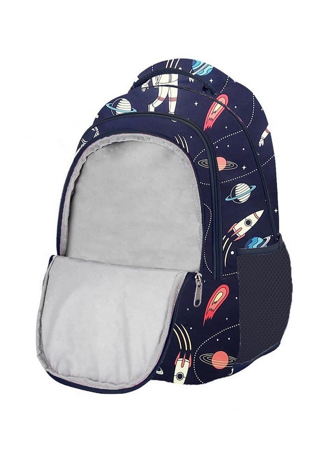 Frantic Waterproof Polyester 26 L 3 Compartment School Backpack with Pencil/Staionery Pouch School Bag Daypack Picnic Bag For School Going Boys & Girls (Blue_Astronaut_Boy_A) - Image 2