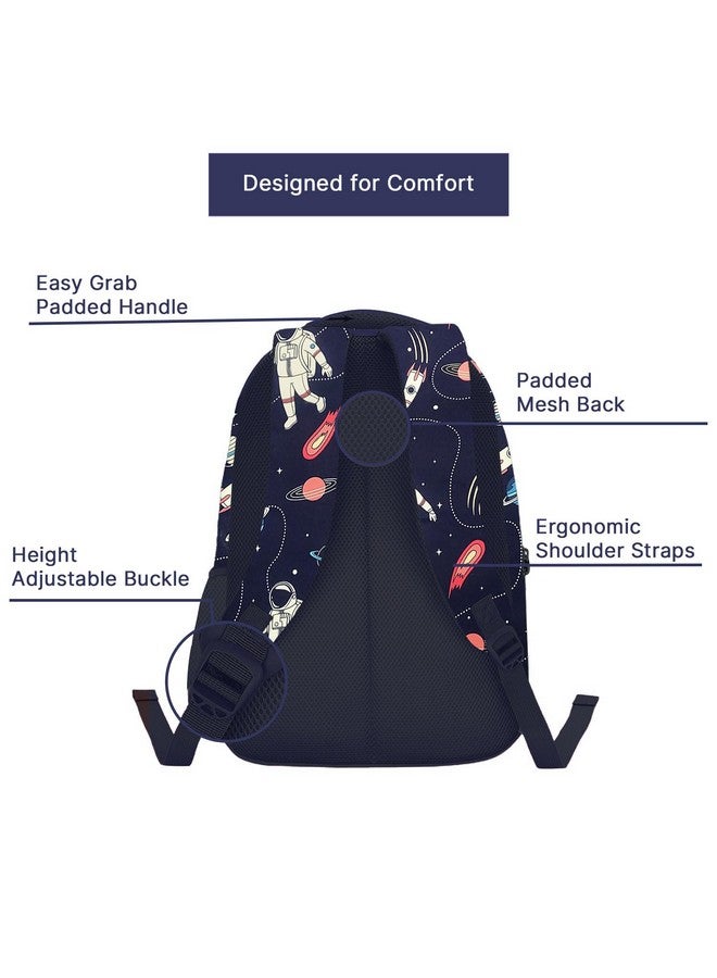 Frantic Waterproof Polyester 26 L 3 Compartment School Backpack with Pencil/Staionery Pouch School Bag Daypack Picnic Bag For School Going Boys & Girls (Blue_Astronaut_Boy_A) - Image 3
