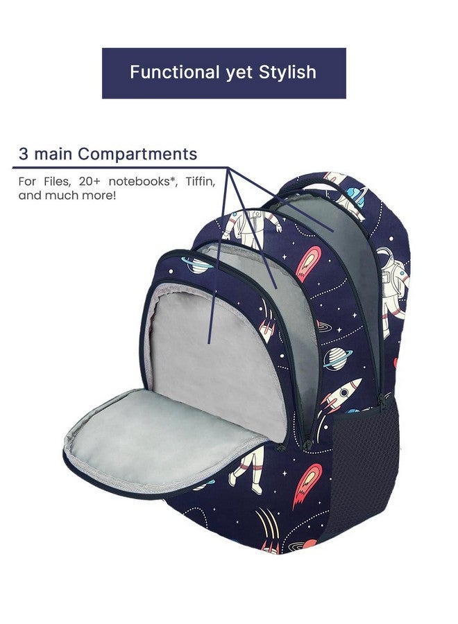 Frantic Waterproof Polyester 26 L 3 Compartment School Backpack with Pencil/Staionery Pouch School Bag Daypack Picnic Bag For School Going Boys & Girls (Blue_Astronaut_Boy_A) - Image 4