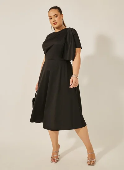 Styli Asymmetric Flared Dress