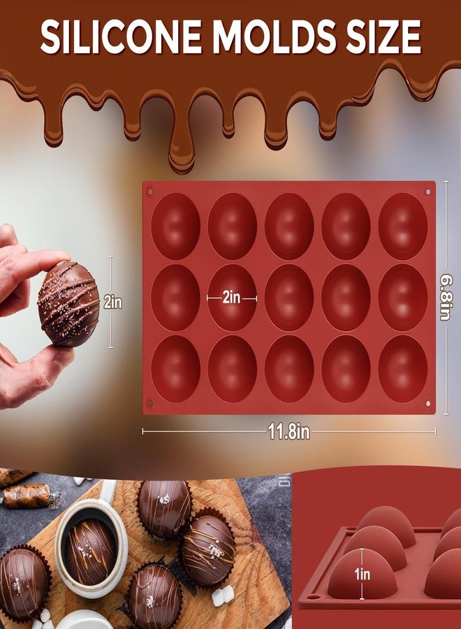 Fimary Medium Silicone Hot Chocolate Bomb Molds, 2 Packs 15 Holes Semi Sphere Mold 2" Half Sphere Silicone Baking Molds for Making Chocolate, Cake, Jelly, Dome Mousse - Image 2