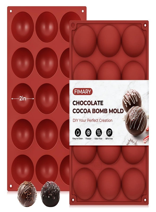 Fimary Medium Silicone Hot Chocolate Bomb Molds, 2 Packs 15 Holes Semi Sphere Mold 2" Half Sphere Silicone Baking Molds for Making Chocolate, Cake, Jelly, Dome Mousse - Image 1