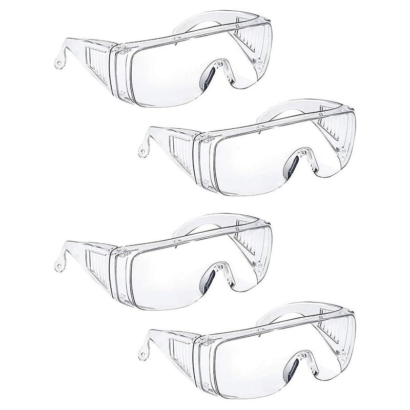 PC Protective Goggles – 40g, Clear, 4 Pieces, Safety Glasses for Lab, DIY, Anti-Fog