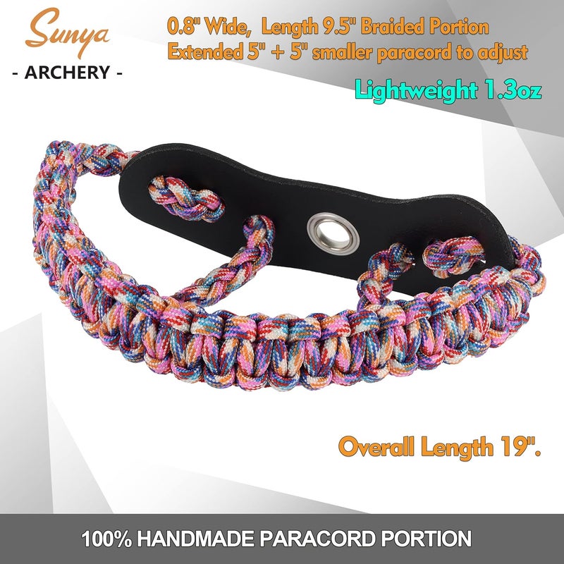 Sunya Archery Bow Wrist Sling, 550 Paracord Strap Comfortable on Hand.100% Full Grain Leather Yoke, Multiple Camo Colors.Fit Compound Bow Stabilizer & Recurve. - Image 4