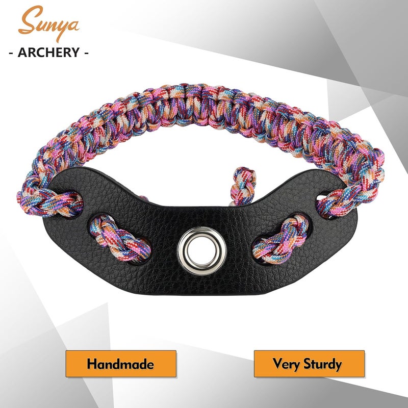 Sunya Archery Bow Wrist Sling, 550 Paracord Strap Comfortable on Hand.100% Full Grain Leather Yoke, Multiple Camo Colors.Fit Compound Bow Stabilizer & Recurve. - Image 3