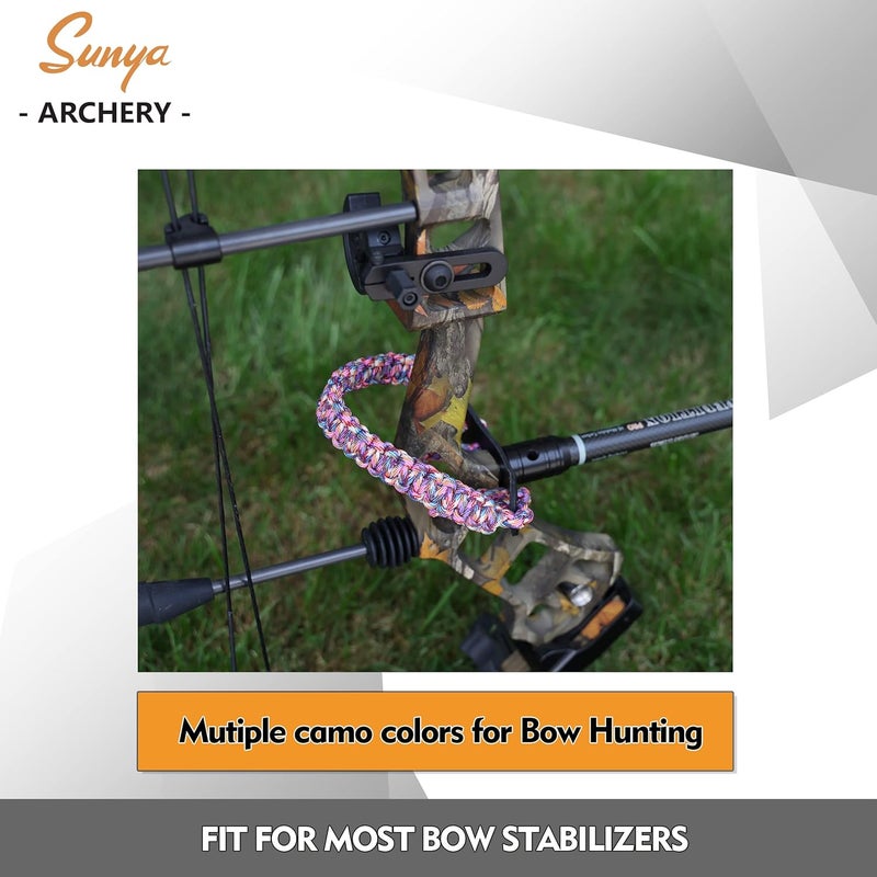 Sunya Archery Bow Wrist Sling, 550 Paracord Strap Comfortable on Hand.100% Full Grain Leather Yoke, Multiple Camo Colors.Fit Compound Bow Stabilizer & Recurve. - Image 2