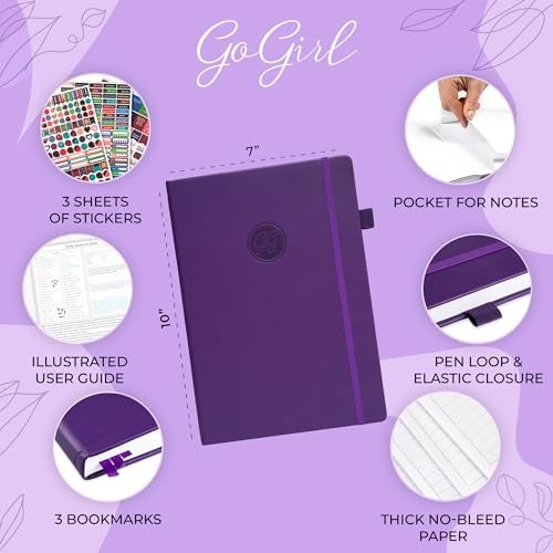 GoGirl Planner PRO Schedule - Undated Planner with Hourly Time Slots, Monthly, Weekly & Daily Organizer, Appointment Book for time Management, 7"x10" Hardcover, Lasts 1 Year - Purple - Image 2