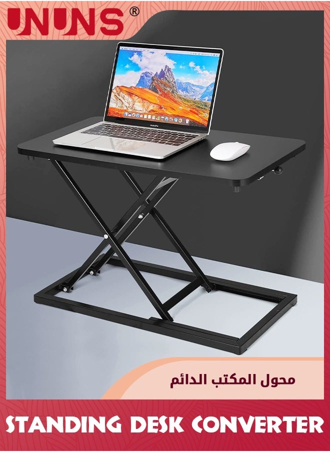 UNUNS - Height Adjustable Standing Desk Converter,Stand Up Desk Converter For Home Office,Gas Spring Computer Workstation For Monitor Or Laptop - Image 1