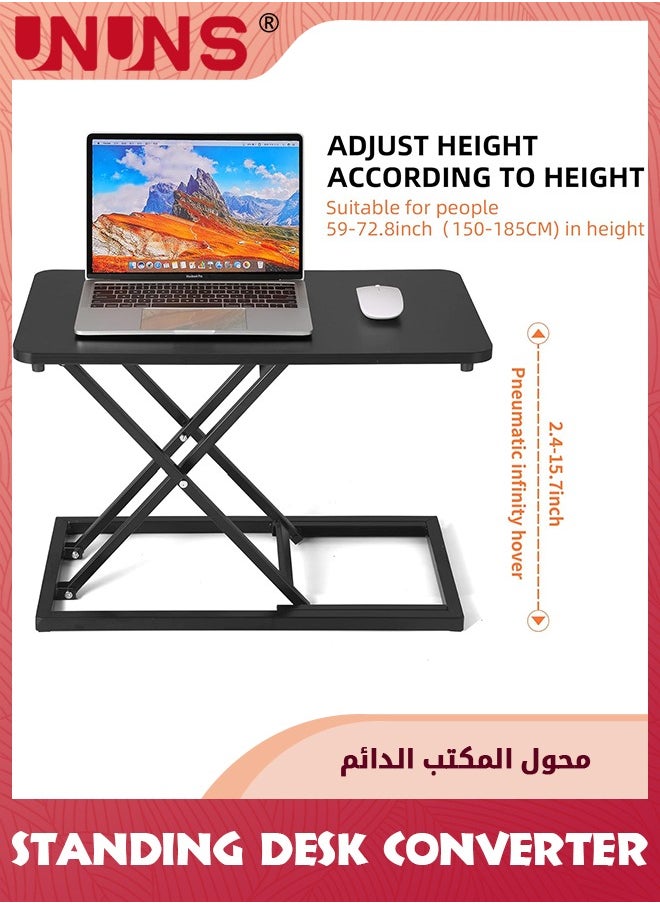UNUNS - Height Adjustable Standing Desk Converter,Stand Up Desk Converter For Home Office,Gas Spring Computer Workstation For Monitor Or Laptop - Image 1