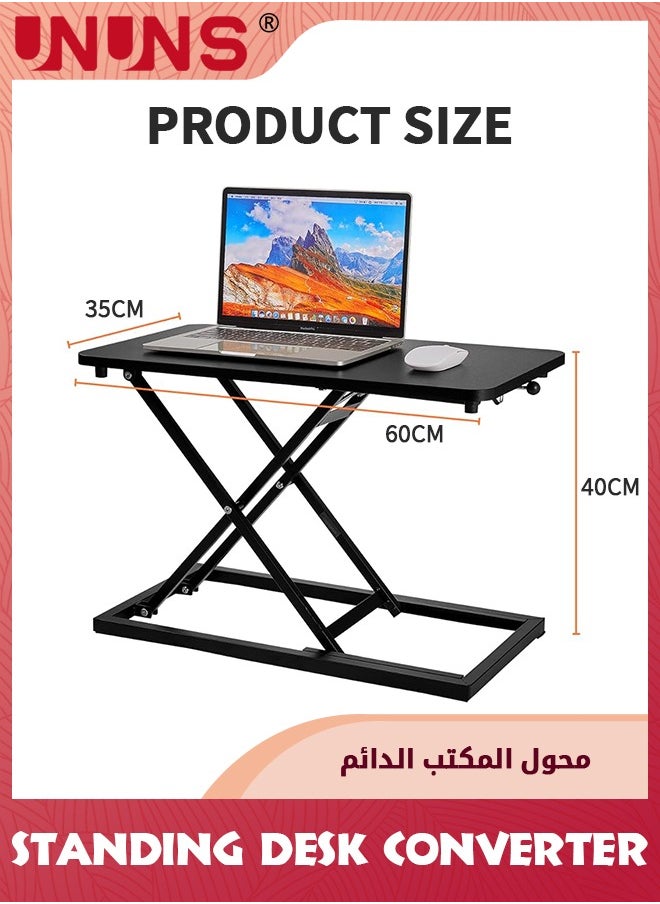 UNUNS - Height Adjustable Standing Desk Converter,Stand Up Desk Converter For Home Office,Gas Spring Computer Workstation For Monitor Or Laptop - Image 1