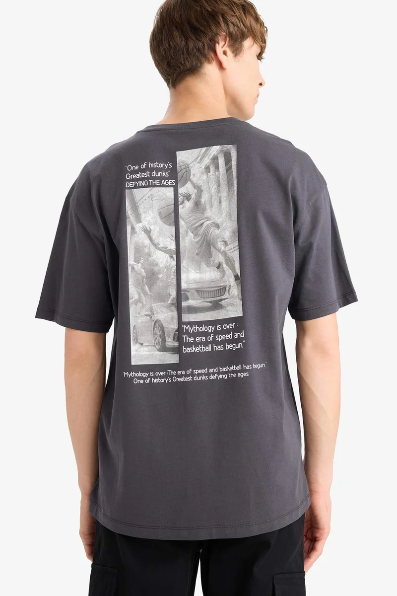 ديفاكتو Cotton Boxy Fit Relaxed Fit Printed Back Printed T-Shirt