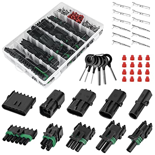 Kikerike 376Pcs 25 Kits Waterproof Automotive Electrical Connectors 1/2/3/4/6 Male&Female Pin 22-14AWG Wire Harness Spark Plug Connector Terminals Plug Kit Car - Image 1