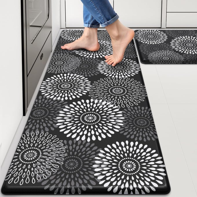 KITCHEN MAT CUSHIONED RUGS ANTIFATIGUE MATS FOR KITCHEN FLOORWATERPROOF NONSLIP MATS AND RUGS SET FOR OFFICEFLOORLAUNDRY 1733017347BLACK