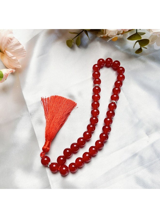 NIBEMINENT 33 Muslim Prayer Beads Red/12mm