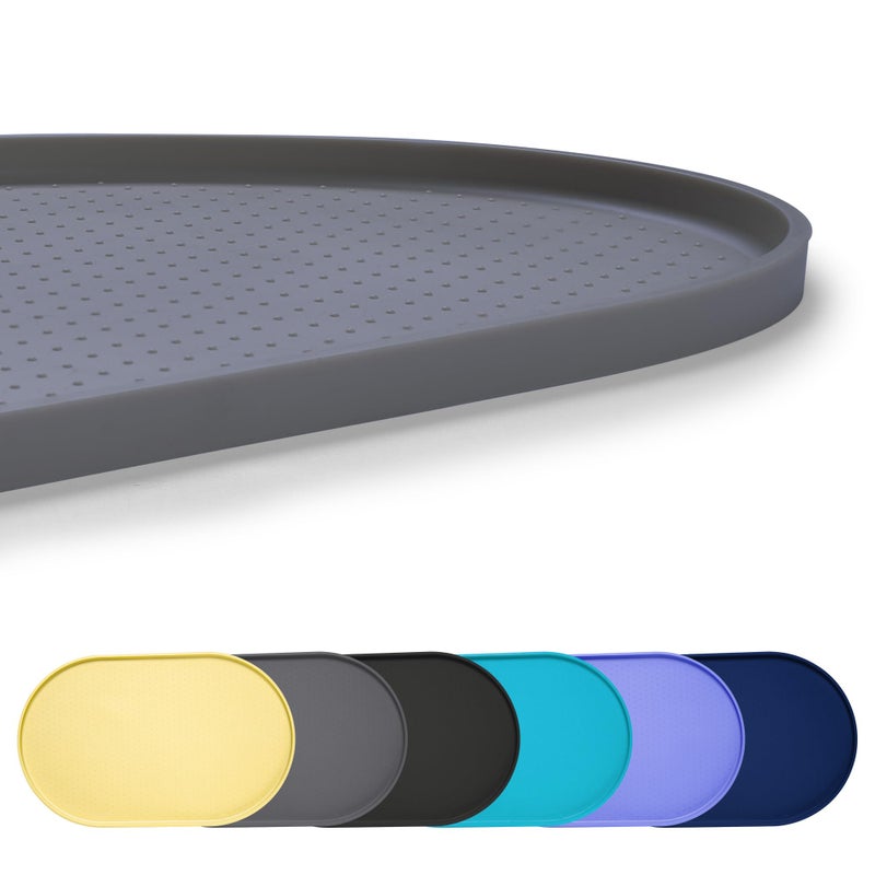 Yacee 100% Waterproof 0.5" Raised Edge BPA Free Silicone Dog Food Mat, Pet Cat Feeding Mats Contain Spills Protects Floors, Placemats for Cats and Dogs Water Bowl Dishwasher. (Small, Gray) - Image 1
