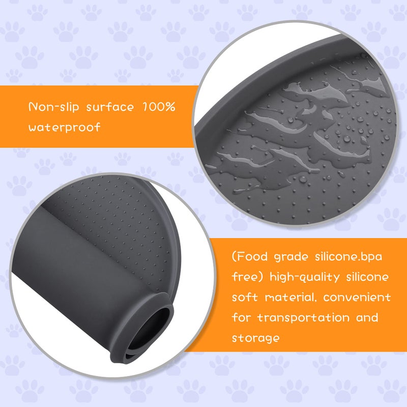 Yacee 100% Waterproof 0.5" Raised Edge BPA Free Silicone Dog Food Mat, Pet Cat Feeding Mats Contain Spills Protects Floors, Placemats for Cats and Dogs Water Bowl Dishwasher. (Small, Gray) - Image 3