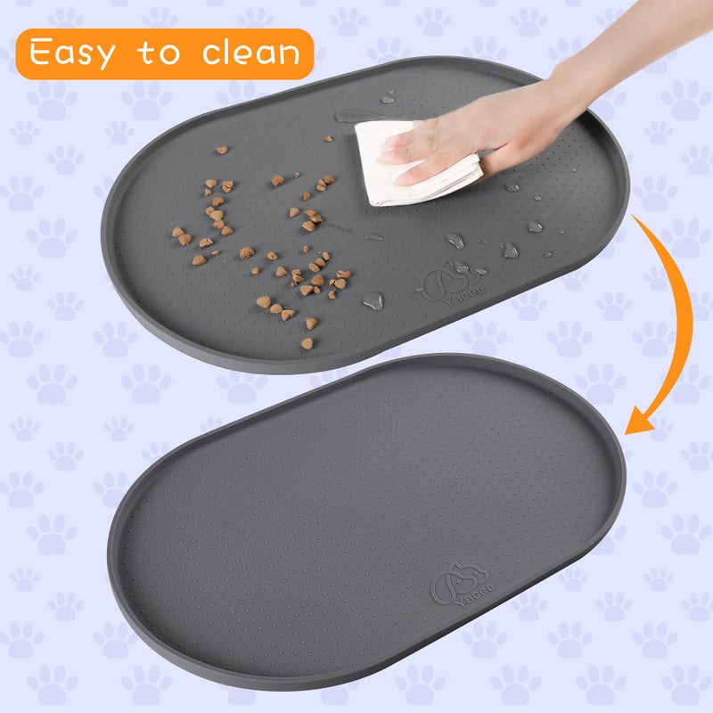 Yacee 100% Waterproof 0.5" Raised Edge BPA Free Silicone Dog Food Mat, Pet Cat Feeding Mats Contain Spills Protects Floors, Placemats for Cats and Dogs Water Bowl Dishwasher. (Small, Gray) - Image 4